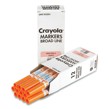 Crayola® Broad Line Washable Markers, Broad Bullet Tip, Orange, 12-box freeshipping - TVN Wholesale